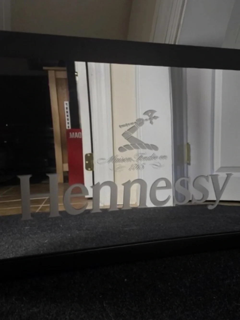 Hennessy Branded Wall Mirror Decal - Silver Lettering